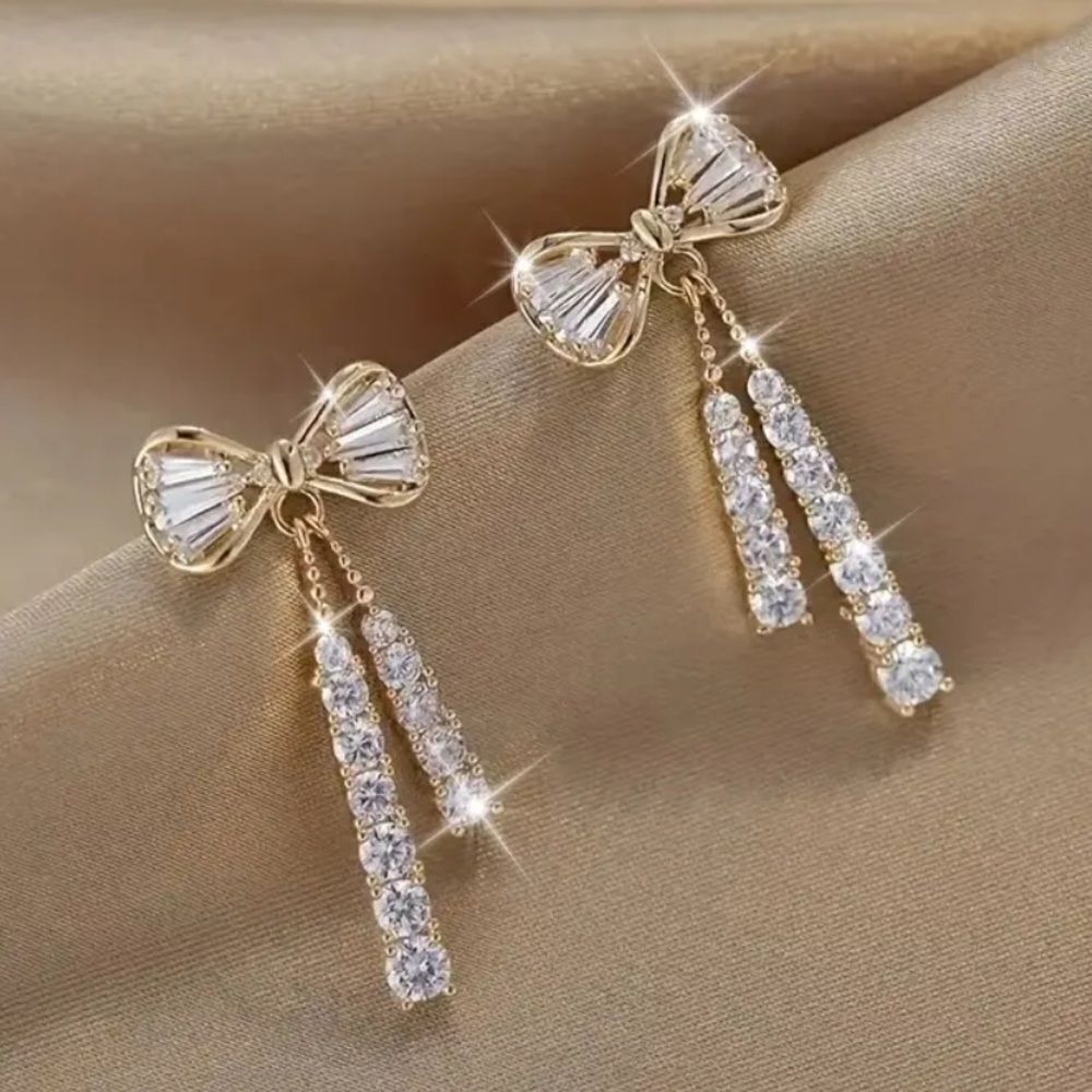 π
ππ
π ElegantβChic Classy Bow π Crystal Drop TasselβEarringsβ¨